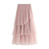 Autumn New Korean Version Of Irregular Mesh Dress 8621