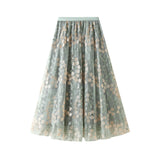 Mori Embroidered Embroidered Waist-Up Double-Layer Mesh Dress Mid-Summer New Temperament Skirt Half-Dress Dress 1928