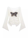 French Butterfly Babes Open Fork Sun Long-Sleeved T-Shirt Girl Summer 2025 New Waist Display Thin Hooded Shirt Ins