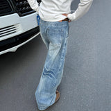 Workwear Trousers Loose Scissors Jeans Men And Women Retro Water Wash Broad Leg Trend New Casual Trousers
