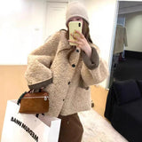 Lazy Wind Environmental Protection Lamb Wool Coat Women Autumn And Winter Short Loose Thick Fur Integrated Leisure Age Reduction Top
