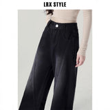 Black-Gray High-Waisted, Narrow-Legged Jeans Women's Autumn/Winter 2025 Winter New Thin Drag Straight Trousers