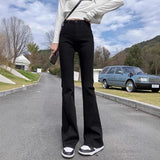 Black High-Waisted Micro-Horn Jeans Women's Autumn 2025 Thin New Burst Spring And Autumn Women's Horseshoe Pants