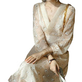 Large-Size Fat Mm French Retro Tea Dress Early Autumn Women's High-End Famous Temperament Floral Dress Design Sense