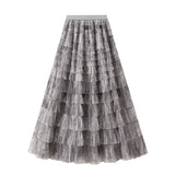 T-And-Dyed Dress Women's Half-Dress Dress 2025 New Cake Skirt Showing Thin Long Mesh Dress Level Half Skirt 0327