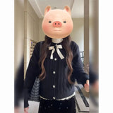 French Lady Three-Piece Set Of Gentle Wind Knitted Cardigan With Wave Point Bottom Shirt Women Winter High Waist Half Skirt
