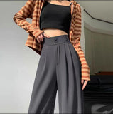 High-End Sense Suit Pants Women 2025 New High-Waisted Narrow Version Of Straight Broad Leg Pants Fall Summer Thin