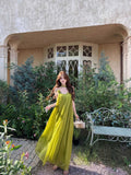 High-Grade Yellow Hanging Neck Dress Women's Summer Dopamine Beauty Beach Dress