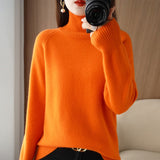 Wool Blended 2026 Autumn And Winter New Short Lady Korean Version Of High-Necked Loose Solid Color Knitted Bottom Sweater