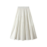 2025 New Tight Waist Folded Skirt Women Summer High Waist Thin A Word Medium Skirt 1016