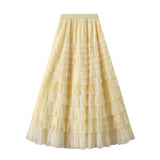 T-And-Dyed Dress Women's Half-Dress Dress 2025 New Cake Skirt Showing Thin Long Mesh Dress Level Half Skirt 0327