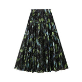 Vintage Green Floral Half-Dress Woman Summer 2025 New French High-Waisted Thin A-Character Skirt Big Swing Skirt 9908