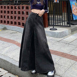 Large-Size Women's Retro Denim Dress Women Fat Mm Thin And Long A-Word Fishtail Skirt Umbrella Skirt