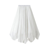 Irregular A Word Half-Dress Woman 2025 New Medium Long Gentle Fairy Yarn Skirt Wave Hem 2139