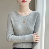 Line Ready-Upled Wool Blending 2026 Autumn And Winter New Women's Short Dress-Up Round Collar Pit Inside The Bottom Knitting Shirt