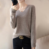 Wool Blended 2026 Autumn And Winter Women's New Short-Term With Small V-Neck Solid Color Loose Inside The Bottom Korean Version Of The Knitted Shirt