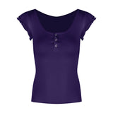 Grey Double Wooden Ear U Collar Small Flying Sleeve T-Shirt Women's Spring Design Sense Slimming Straight Shoulder Coat