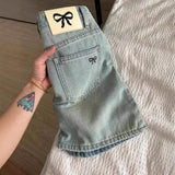 Summer New Embroidered Bowed Cowboy Half-Dress Girl Size Fat Mm Babes A-Character Skirt Thin Ass Short Skirt