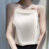 Silk Satin 2026 Spring And Summer Women's New Short-Term Repair Collar Sleeveless Temperament With A Sleeve Sling Vest