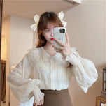 Very Fairy Blouse Sweet Age-Rearing Doll-Neck Chiffon Dress Women Spring And Autumn Design Sense Niche Ocean Inside The Shirt