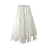 Half-Dress Autumn And Winter Girl Long A-Shaped Skirt Pong Dress Dress Dress Net Yarn Fresh Irregular 100-Fold Skirt 8350