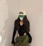 Spice Girl Sexy V-Neck Elastic Tightness Showing Lean Long Sleeves Solid-Colored Bottoming T-Shirt Blouse Woman 2025 Spring And Autumn