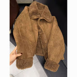 Fusin Velvet Fur Collar Lamb Fur Coat Women Winter 2026 New Small Plus Velvet Thick Coat