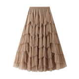 Heavy Industry Nail Pearl Cake Dress Net Yarn Half-Dress Fairy Dress High Waist Dress 1220