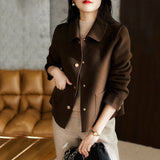 Double-Sided Collar Simple Light Luxury Short Coat Women's Clothing 2025 Spring And Autumn New Temperament Fashion Loose Top