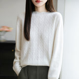 A Line Of Ready-Up Clothing Wool Blended 2026 Autumn And Winter New Women Loose Round Collared Collared Twisted Flower Inside The Bottom Knitting Shirt