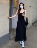 Design A Small Folded Sling Dress Female Summer Temperament To Close The Waist Thin A Word Knit Long Skirt Women's Dress
