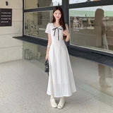 First Love Sweet Gentle Wind Lotus Leaf Side White Short-Sleeved Dress Women Summer Small Dress Short Dress A Skirt
