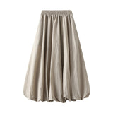 Spring 2025 New High-Rise Thin Flower Thigh Lantern Skirt Mid-Length Skirt Women 0503