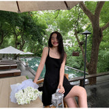 Hepburn Black Sling Dress Women's Summer 2026 New Hot Girl Temperament Small Black Dress To The Waist Thin A Word Skirt