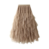 2025 Net Yarn Age-Dung Fashion Thin Super Fairy Ponp Skirt Irregular Skirt Cake Skirt D0895