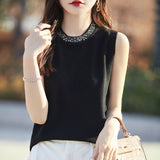 Wool Blended 2026 Autumn And Winter New Women's Round-Collar Hot Diamond Body Short Sleeveless Knitted Vest Vest Shirt