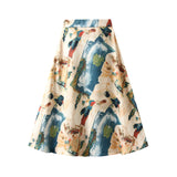 Women's Clothing Lanky Tender Face Print Tight Waist Falling Acetic Acid Skirt Summer New 991
