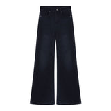 Hottie Light Blue Jeans Women Autumn High-Rise Water Wash Micro-Tamps Drag Trousers Black Gray Broad Leg Trousers