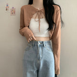 Solid Color Shoulder With Ice Silk Sunscreen Cardigan Women's Spring And Summer Thin Coat Short Outer Small Shawl Hoodie