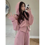 Salt Leisure Sportswear Suit Women's Spring And Autumn Port Style Retro Loose Thin Hooded Sweaty Two-Piece Set