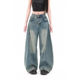 Vintage Cracked Buttered Jeans Women's Fall 2025 New Loose Tsing Broad Leg Slegage Pants