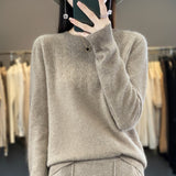 Line Ready-To-Wear 100% Pure Wool 2026 Autumn And Winter New Women's Round Collar Short Hollow Loose Knitted Bottom Sweater