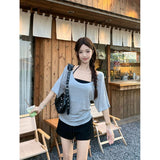 Korean Pure Want To Hang The Neck Sling Folded Loose T-Shirt Casual Shorts Women 2025 Summer New Fashion Set Trend