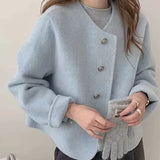 Small Fragrant Coat Women Double-Sided Wool Coat Women Short Small Simple Commuter Round Collar Loose Coat