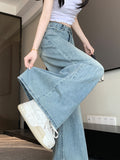 Large-Size Loose Broad-Legged Jeans Women's Summer 2025 Thin-Skinning Straight-Lens High-Rise Tight Trousers