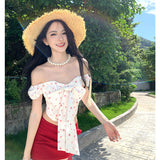Spice Girl Blossoms On The Word Of The Shen's Summer Seaside Vacation Sweet Wearing Red Packed Butty Short Dress Set