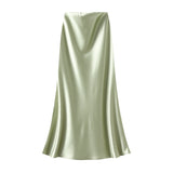 Temperament Pressure Folded Bare-Faced Fishtail Half-Dress Girl Spring Hanging Thin Bag-Butbice Long Dress 9836