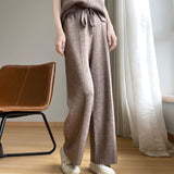 Wool Blended 2026 Autumn And Winter New Women's Wide-Legged Trousers High-Waist Loose Loose Thin Tight Waist Wearing Knit Trousers