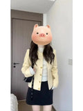Temperament Small Fragrant Wind To Collect Short Hair Coat Women 2025 Autumn And Winter New Round Neck Long Sleeve Top