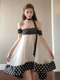 2026 New French Beauty Dot Mesh Yarn Corset Dress Female Summer Seaside Holiday Princess Ponpong Skirt